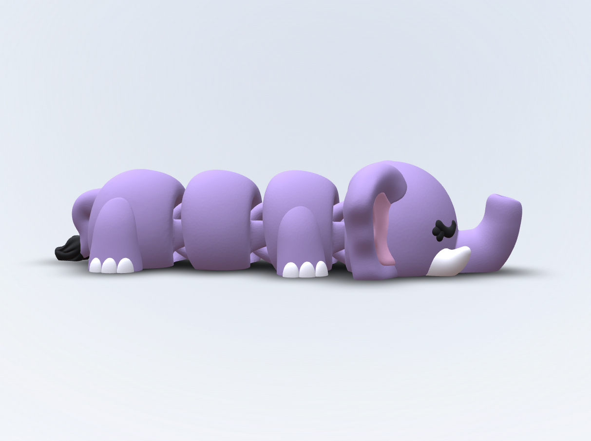 Ellie – Schlafende Elefantin Kühlschrankmagnet | Flexi 3D gedruckt