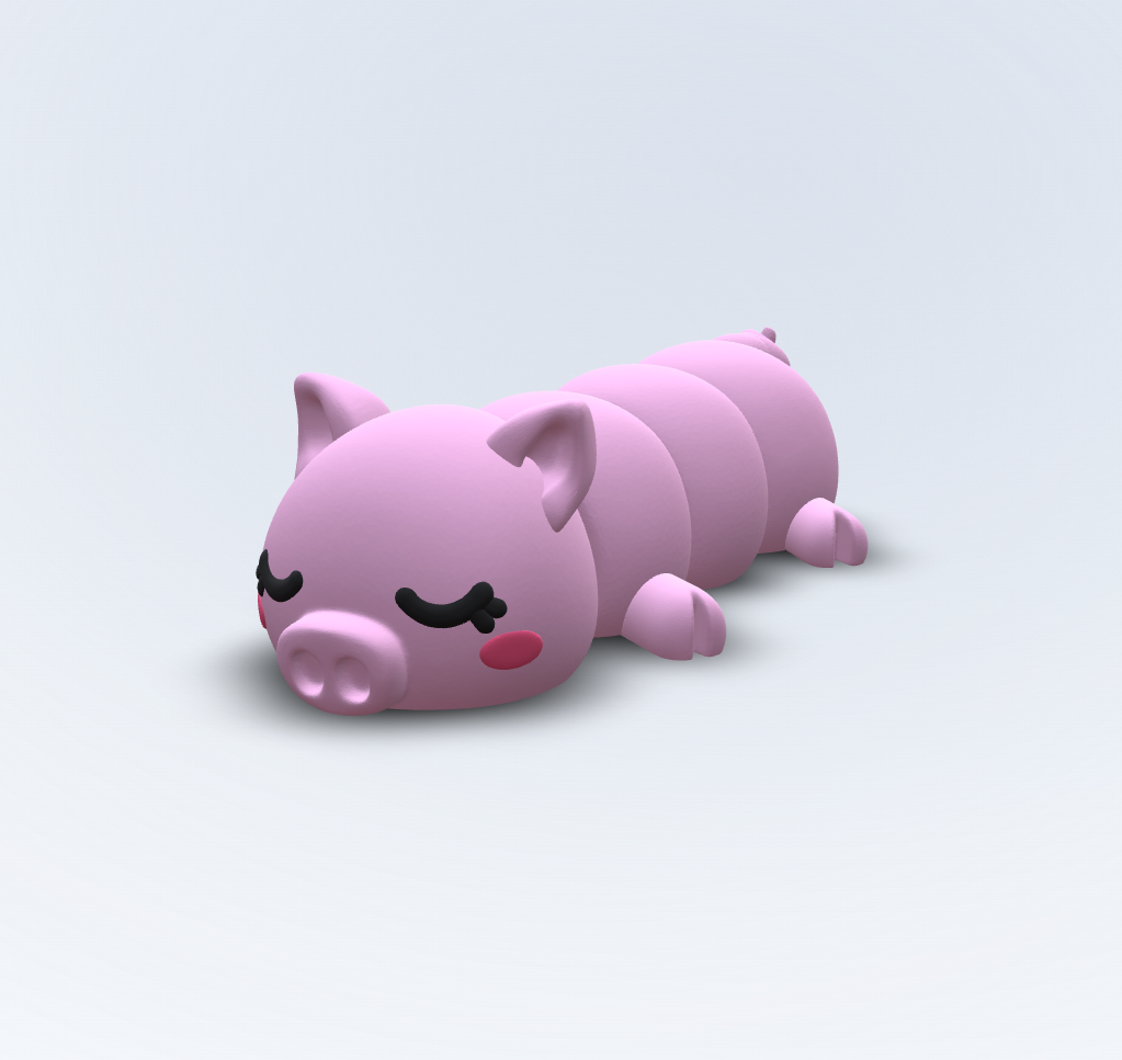 Rosie – Schlafendes Schweinchen Kühlschrankmagnet | Flexi 3D gedruckt